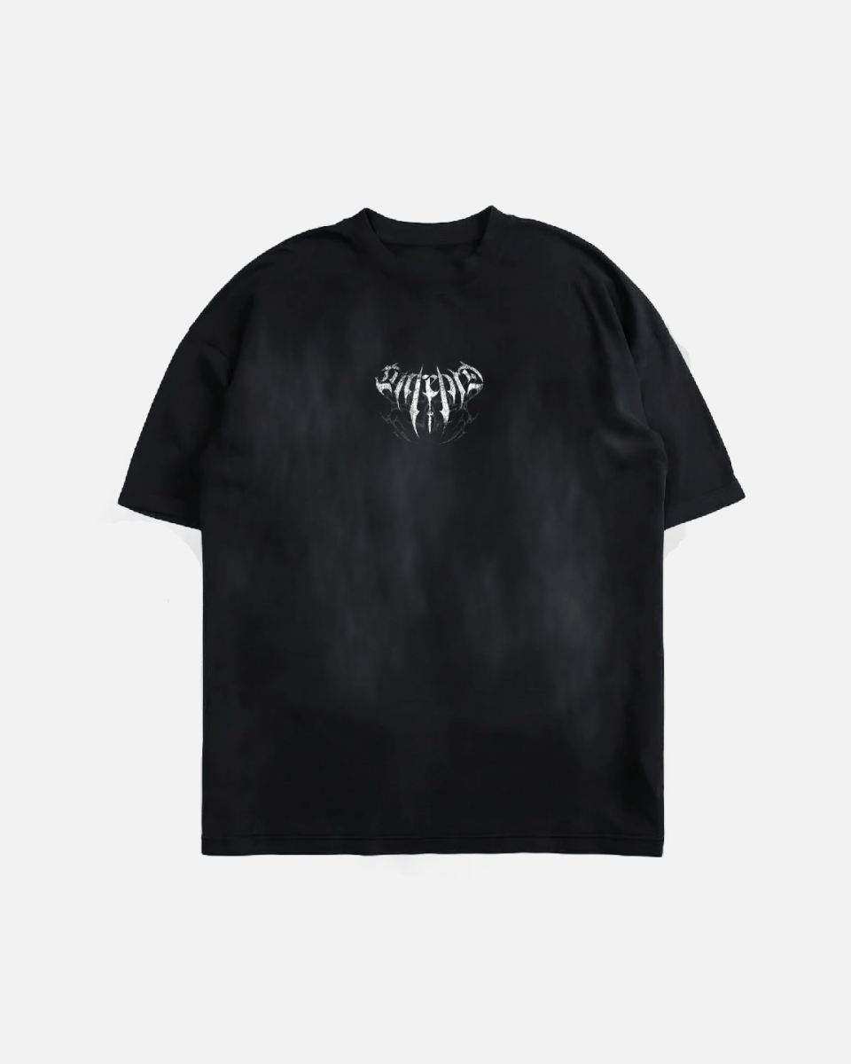 Black crew neck t-shirt with 'EXILED' brand logo printed in white on the front.