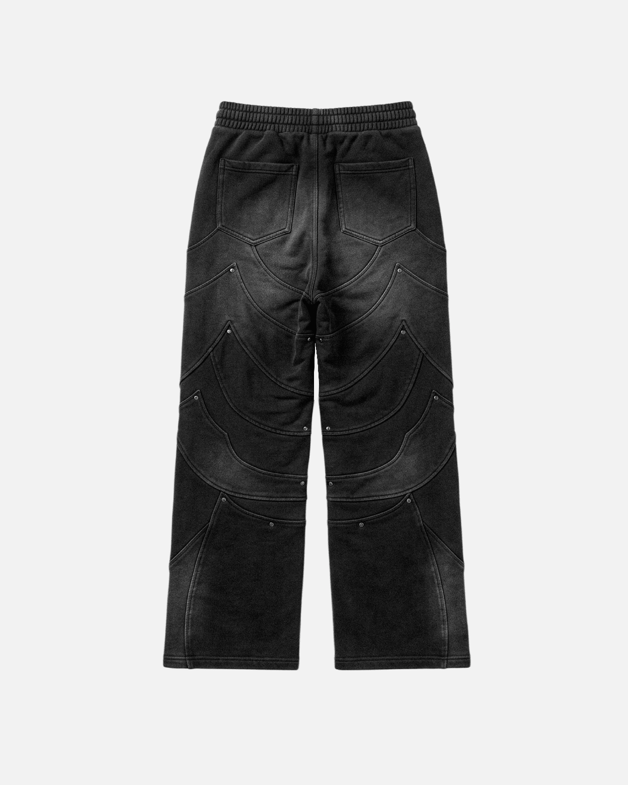 Black wide-leg pants with drawstring waist on a white background