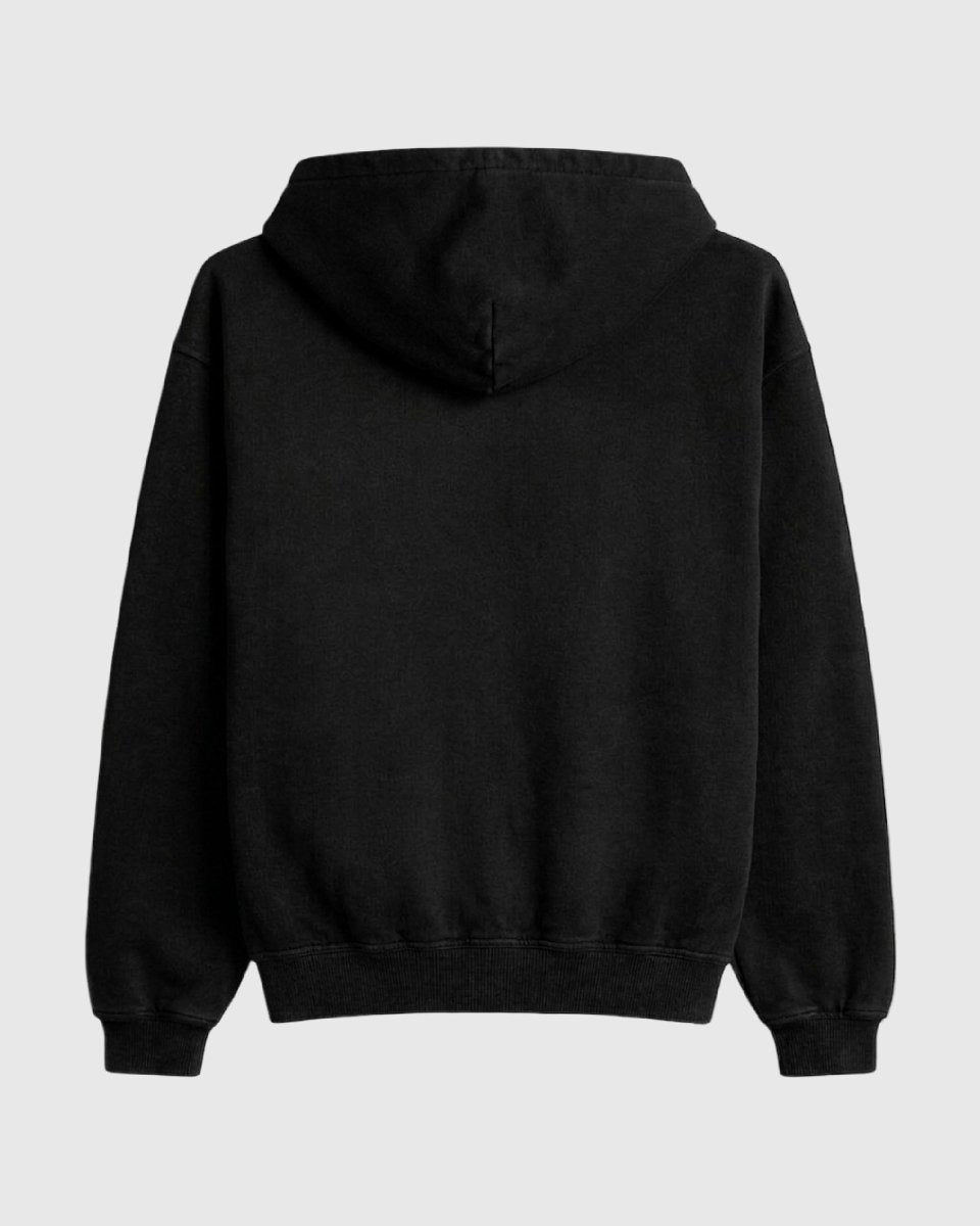 Black hoodie on a light gray background