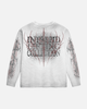 Long-sleeve shirt with graphic design and text on a white background