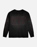 Black sweatshirt with text on a white background
