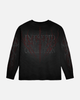 Black sweatshirt with text on a white background