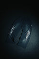 Black gloves with white designs on a dark background